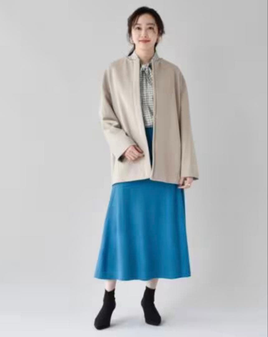 いさく様UNTITLED 【STORY掲載】カシミヤ混ノーカラー コクーンコート