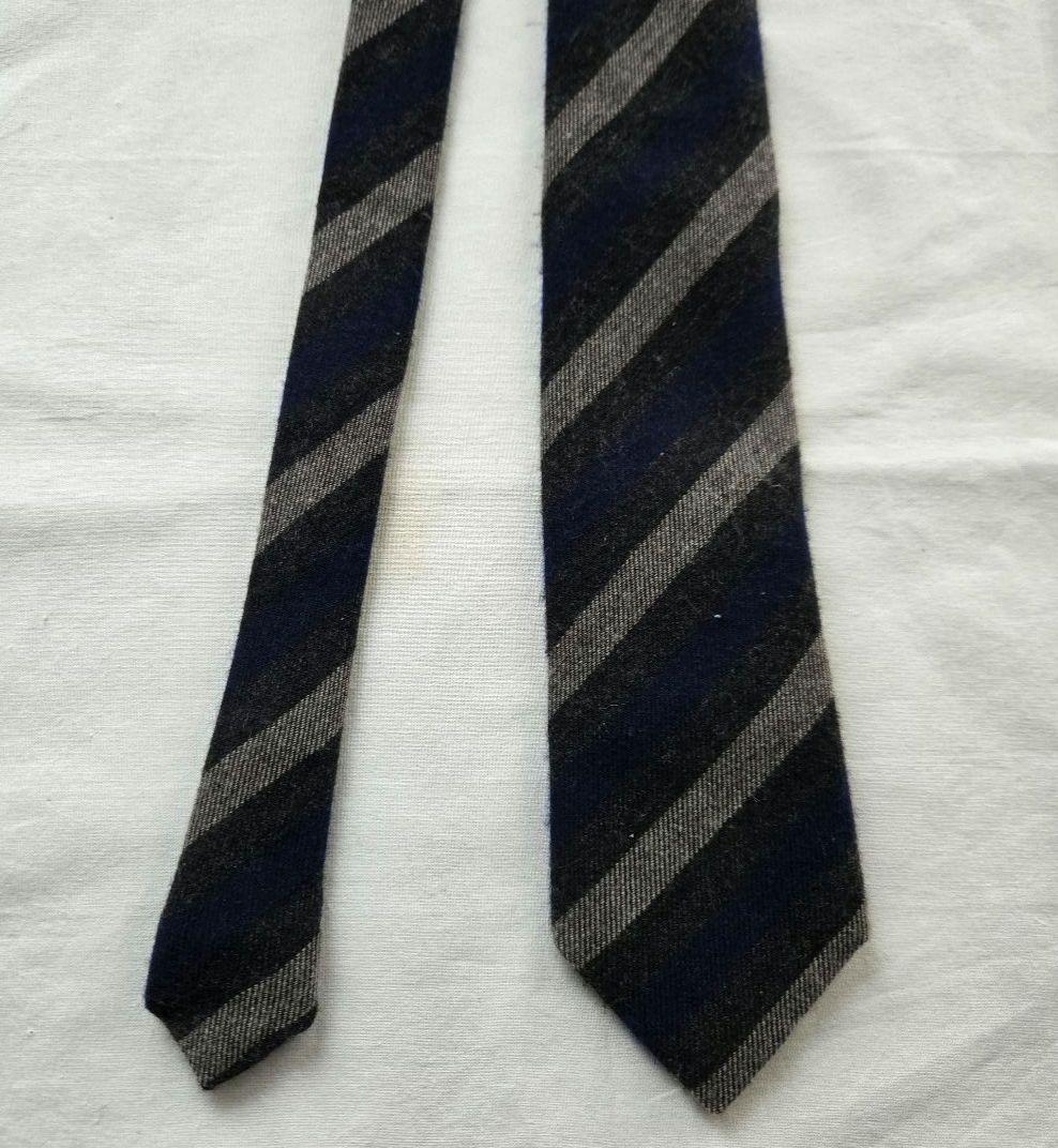 美品　MARZULLO カシミア グレー ネイビー　ストライプ　ネクタイ
