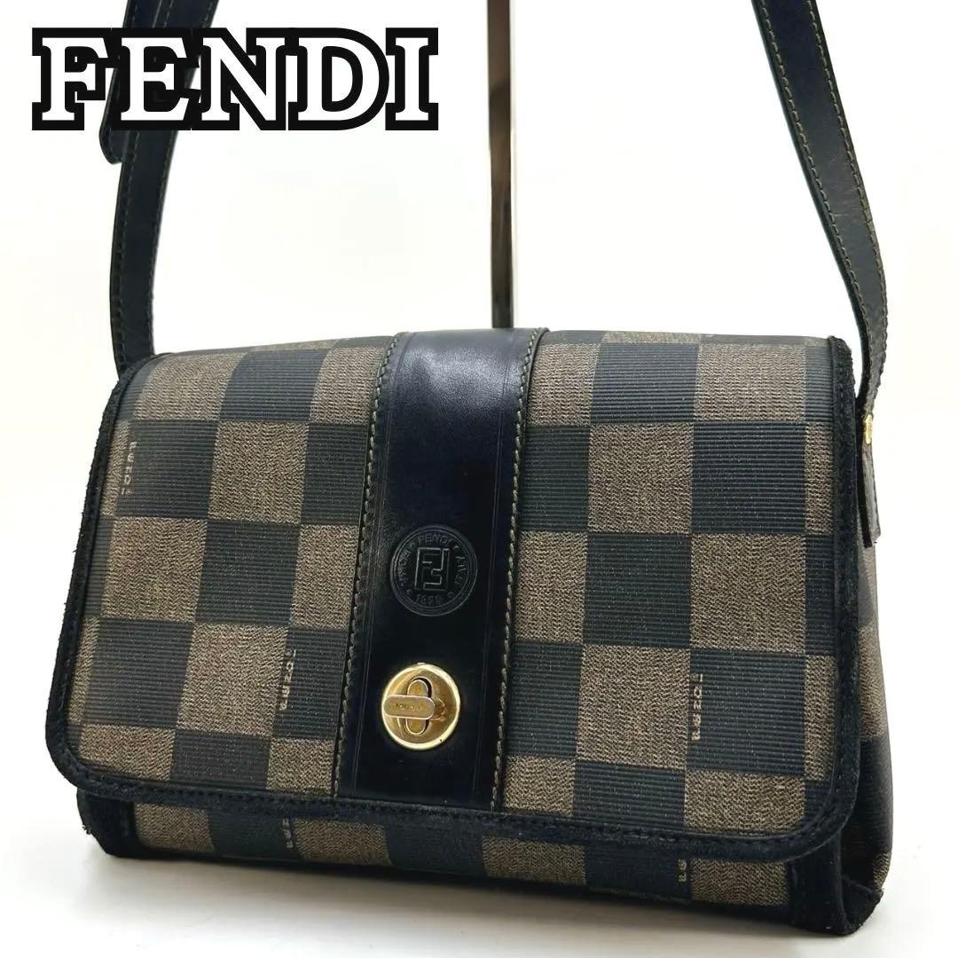 FENDI フェンディ ペカン ゴールド金具 ターンロック ショルダーバッグ