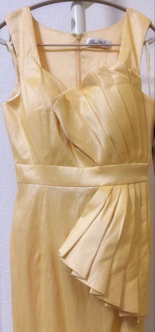 イエローマーメイドドレス ノースリーブ ロングドレス Lサイズ