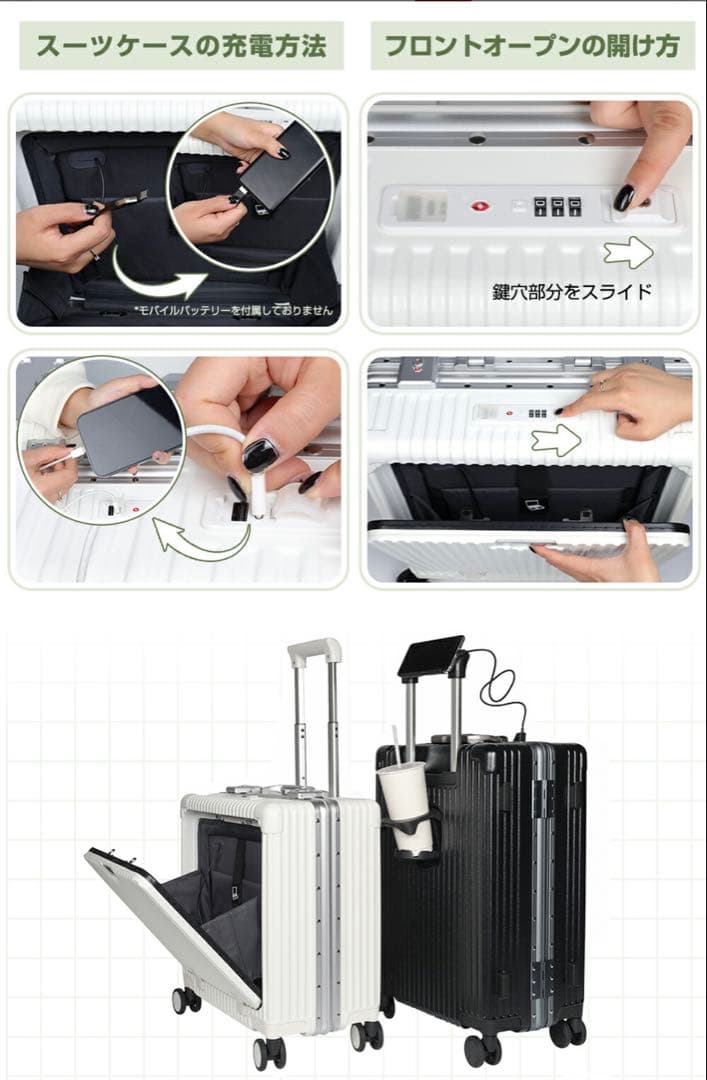 魔法小屋　多機能スーツケース　キャリーケース　Sサイズ　シルバー