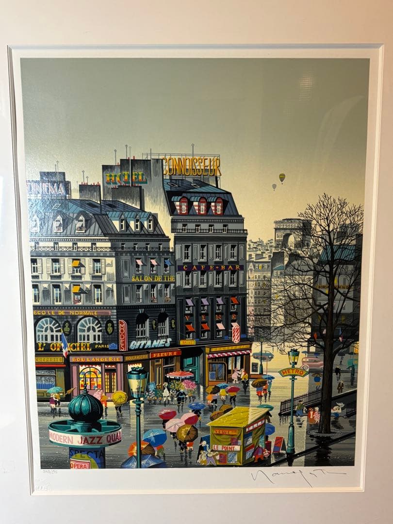 真作 ・ヤマガタ「メトロ」のシルクスクリーン243/295版画額装 直筆サイン