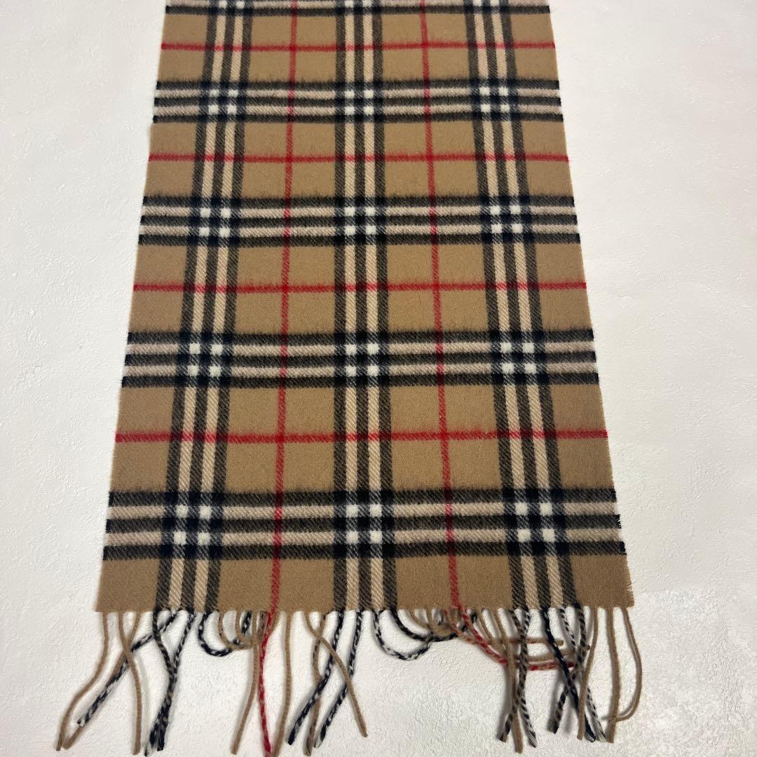 未使用品　バーバリー　ロングマフラー　ノバチェック　　キャメル　英国製