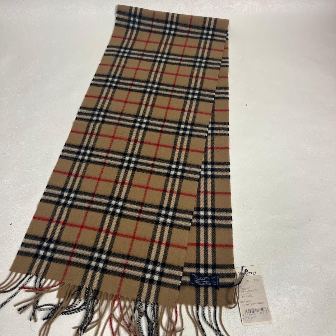 未使用品　バーバリー　ロングマフラー　ノバチェック　　キャメル　英国製