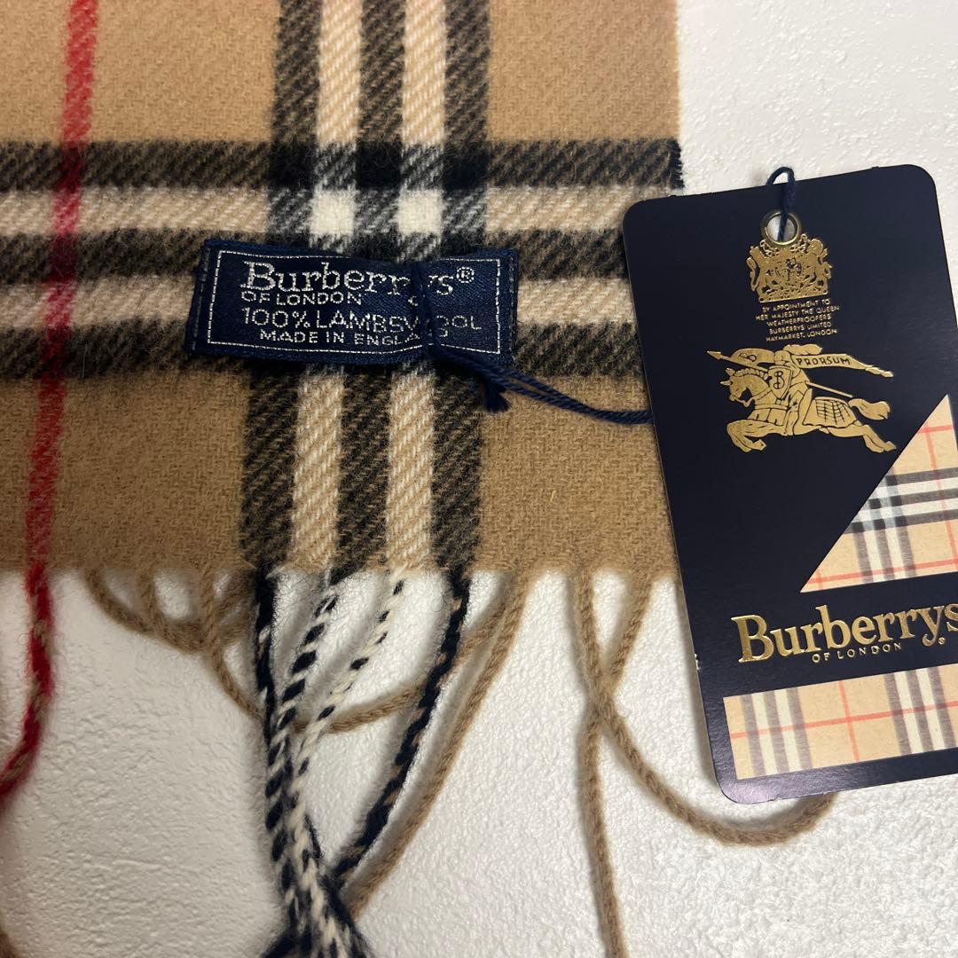 未使用品　バーバリー　ロングマフラー　ノバチェック　　キャメル　英国製