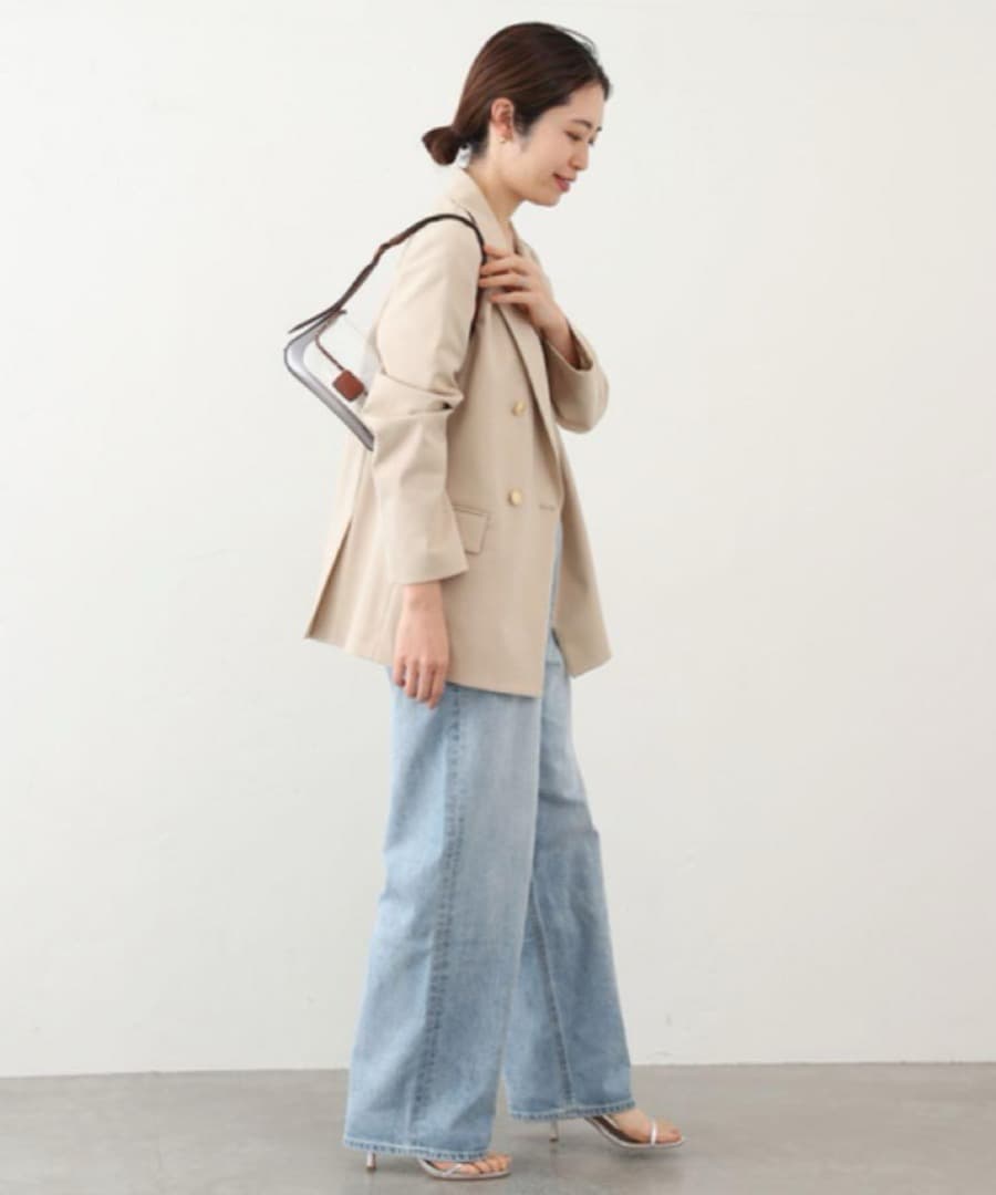 miii【 IENA】 T/Rツイル ダブルブレストジャケット ベージュ