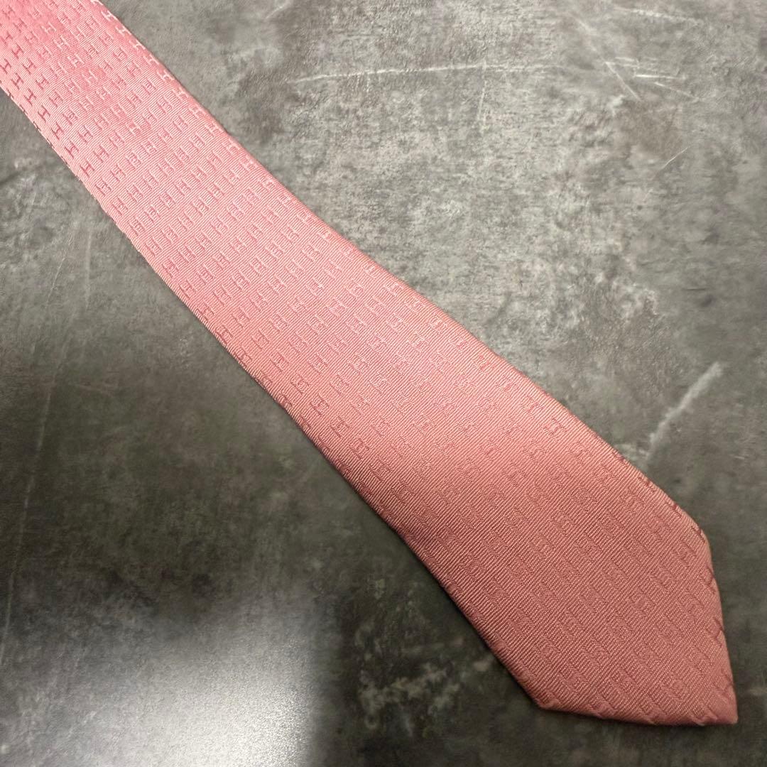 HERMES エルメス ネクタイ ピンク ファソネ H柄 定番 王道 箱付き