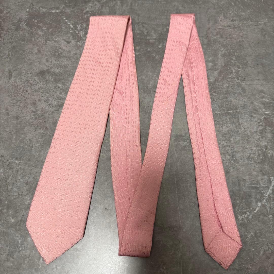 HERMES エルメス ネクタイ ピンク ファソネ H柄 定番 王道 箱付き