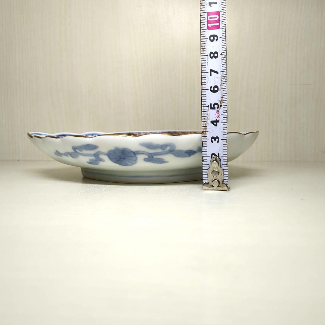 賞美堂　其泉窯　鮑型　金彩色絵菊花唐草紋　和皿揃　中皿５枚