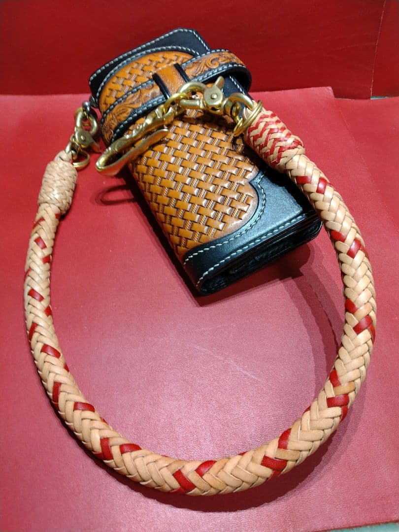 ★キトラ様★ウォレットロープ極太☆ハーマンオークレザー☆12本編み真鍮金具