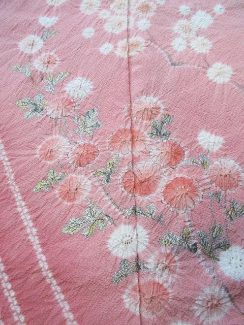 未着用に近い！美品＊滝泰謹製＊絞り＊菊＆桜＊総柄＊訪問着＊１６０ｃｍ＊裄６９