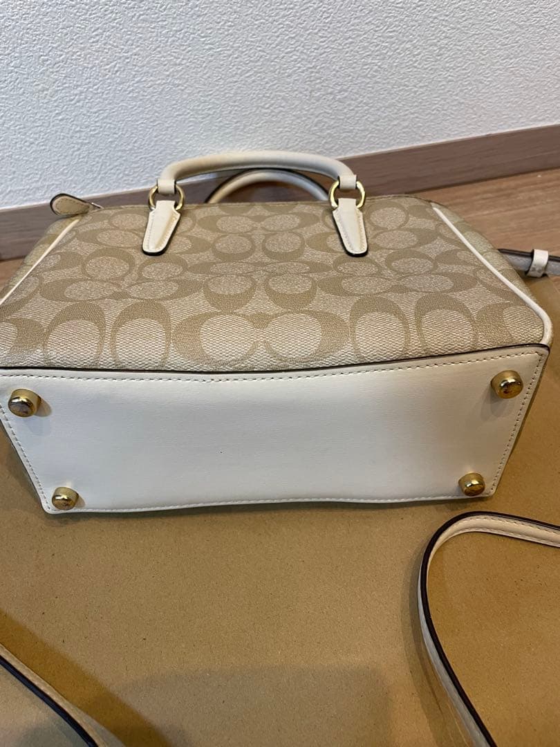 COACH ショルダーバッグ 2way レザーベージュ/ホワイト2点セット