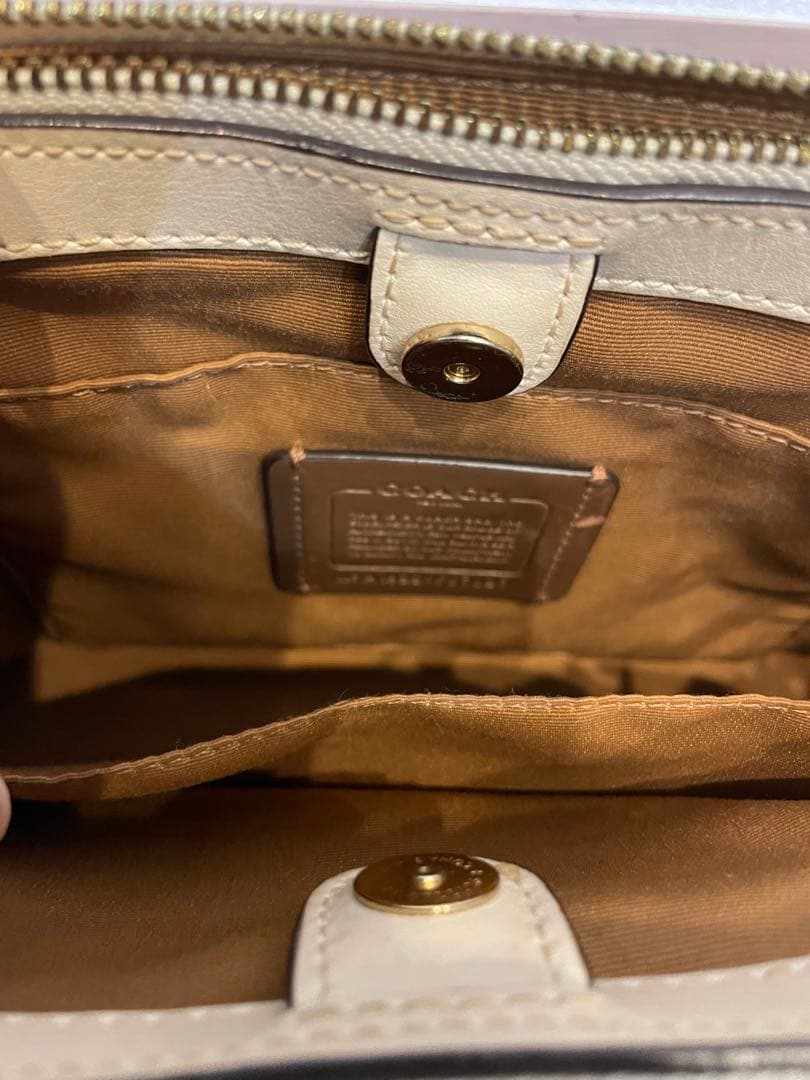 COACH ショルダーバッグ 2way レザーベージュ/ホワイト2点セット