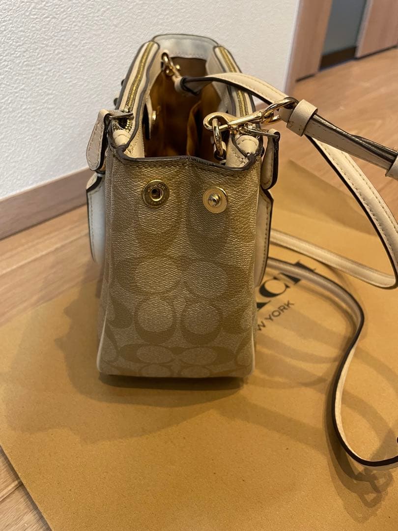 COACH ショルダーバッグ 2way レザーベージュ/ホワイト2点セット