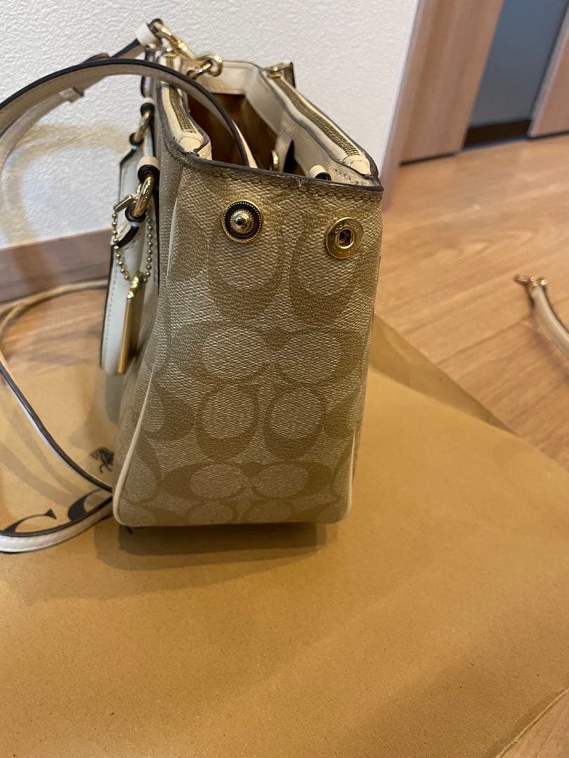 COACH ショルダーバッグ 2way レザーベージュ/ホワイト2点セット