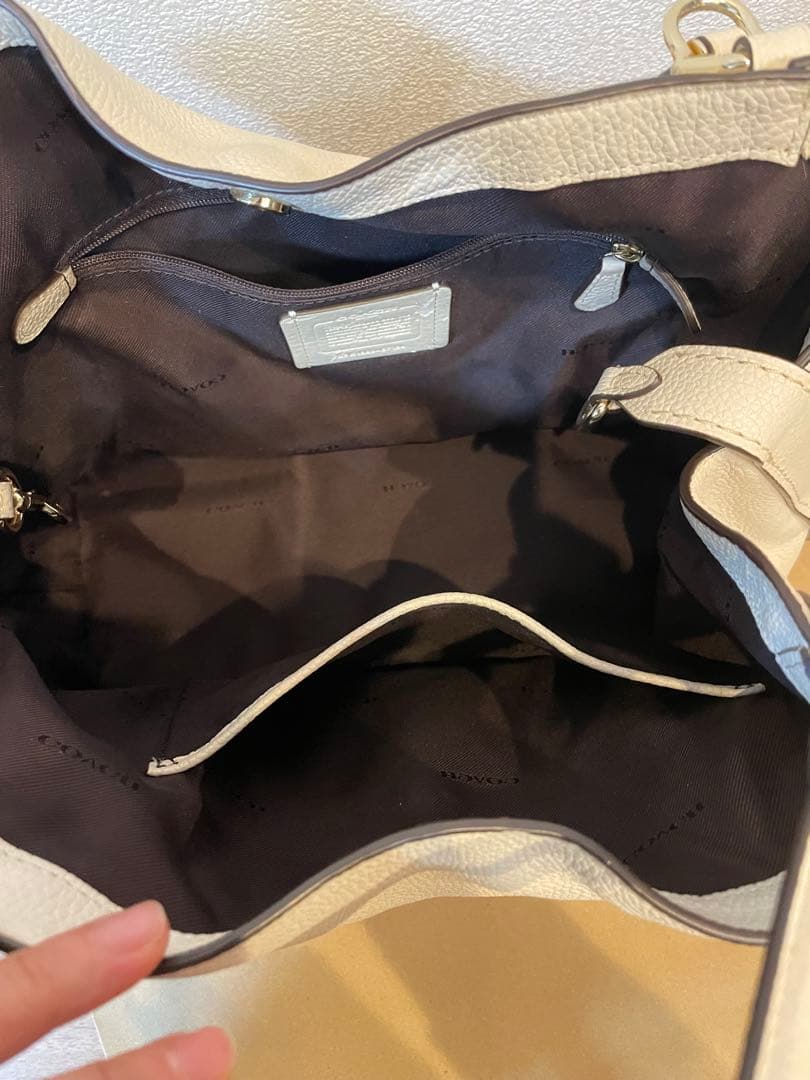 COACH ショルダーバッグ 2way レザーベージュ/ホワイト2点セット