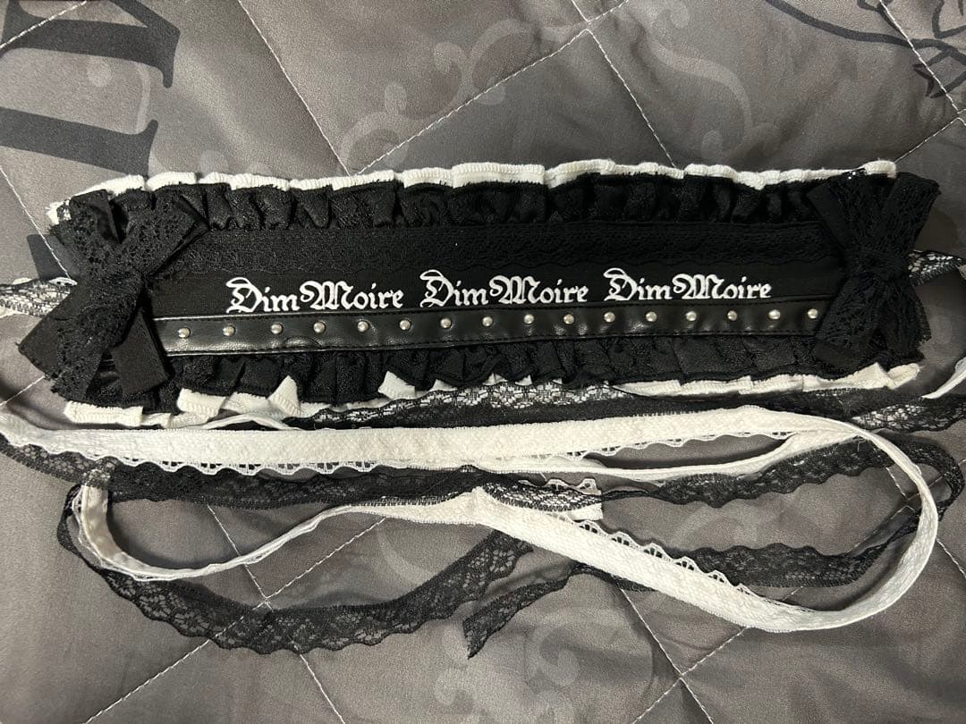 DimMoire フリル×スタッズヘッドドレス【Black&White】