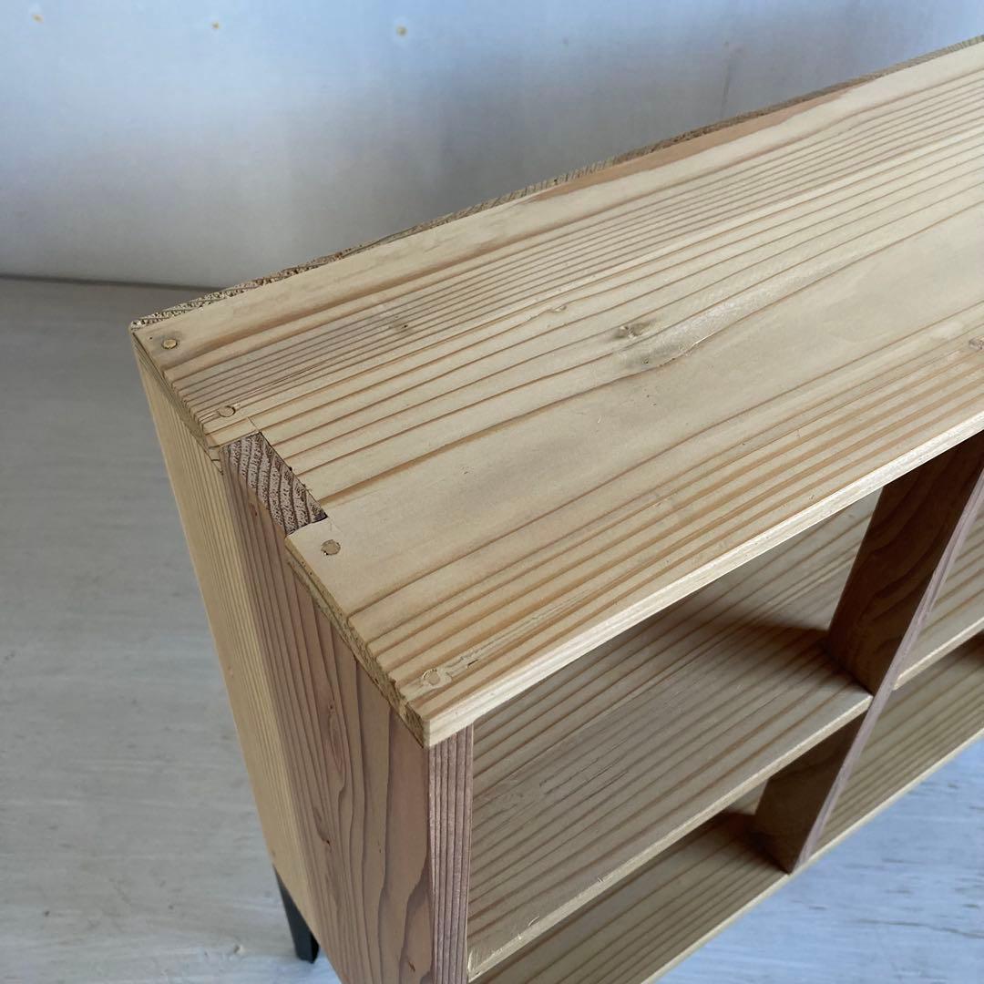 古い木製 オープンラック 鉄脚 木製棚 展示棚