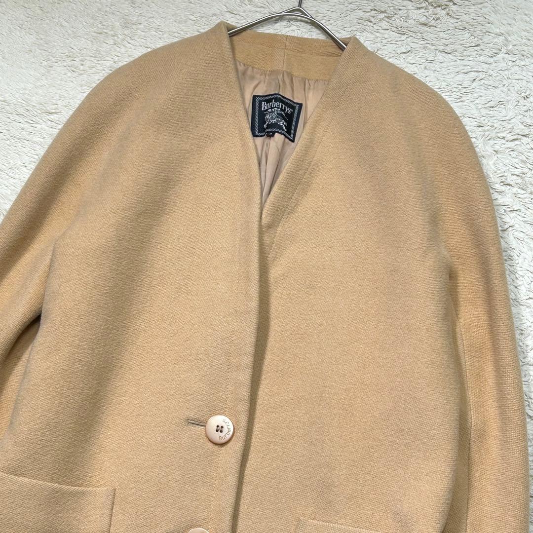 ビンテージ Burberrys アンゴラ カシミヤ混ノーカラーコート ベージュ