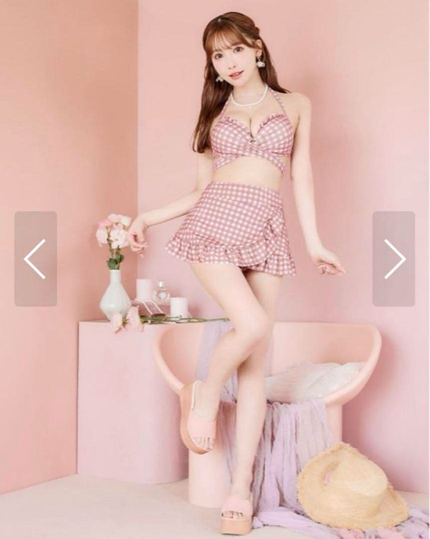 ピンク チェック柄 セパレート水着