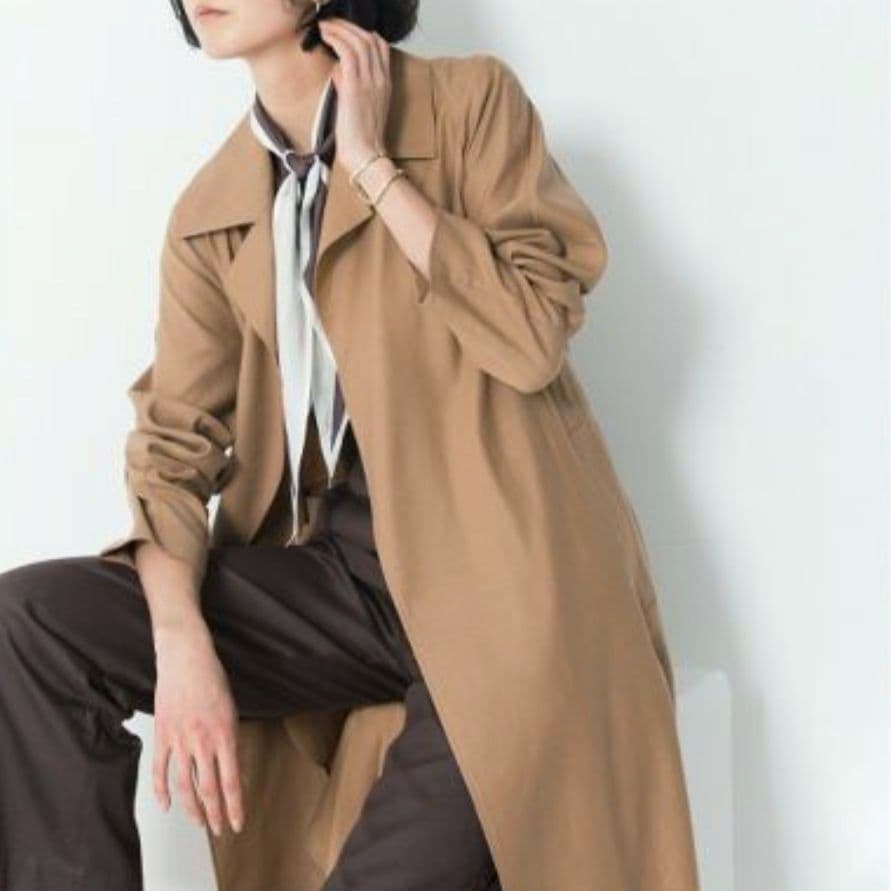 未使用【23区】ヴィンテージ風 ソフト ツイル ラップコート イタリア製生地