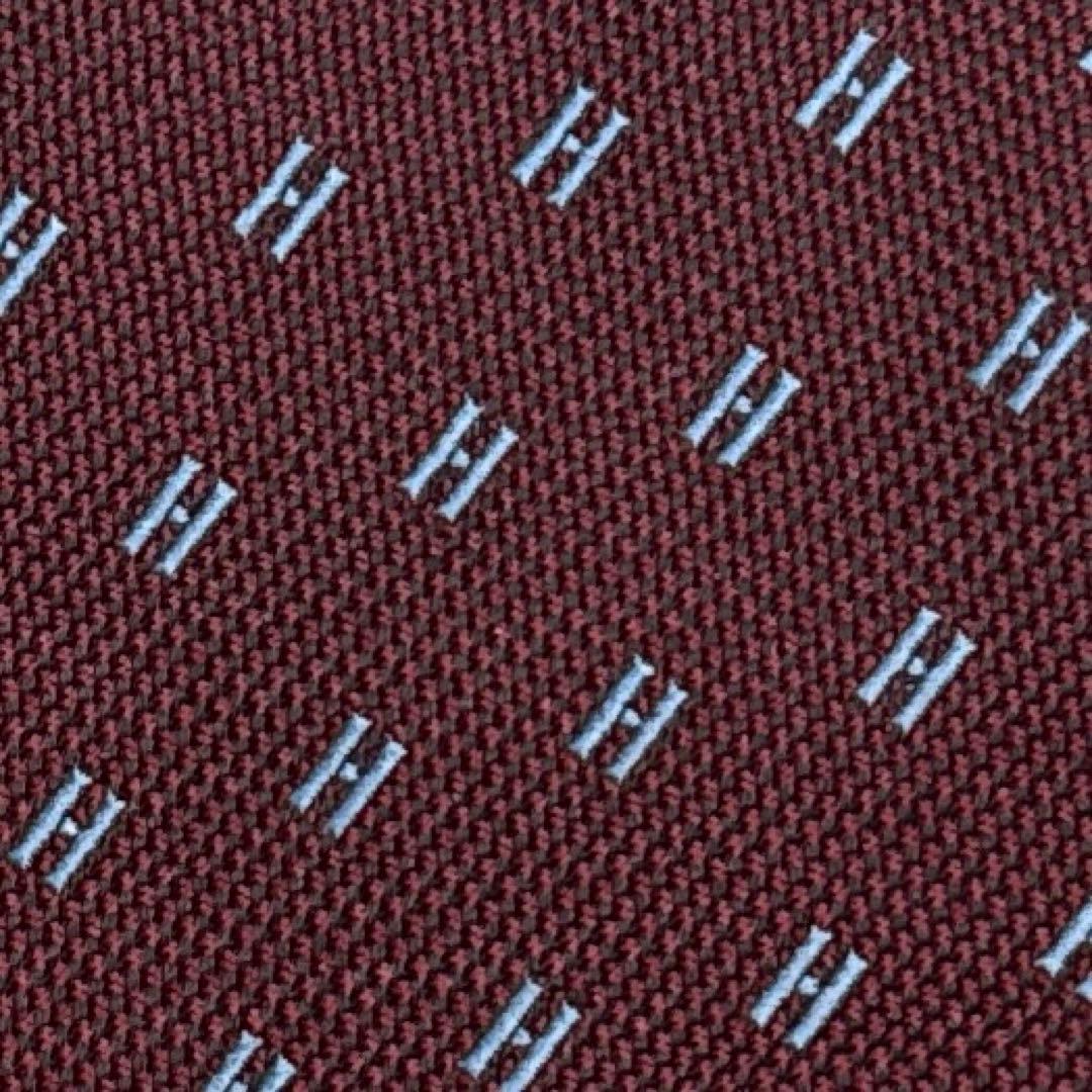 【美品】HERMES ネクタイ　高級シルク　H織　ジャガード　ファソネH