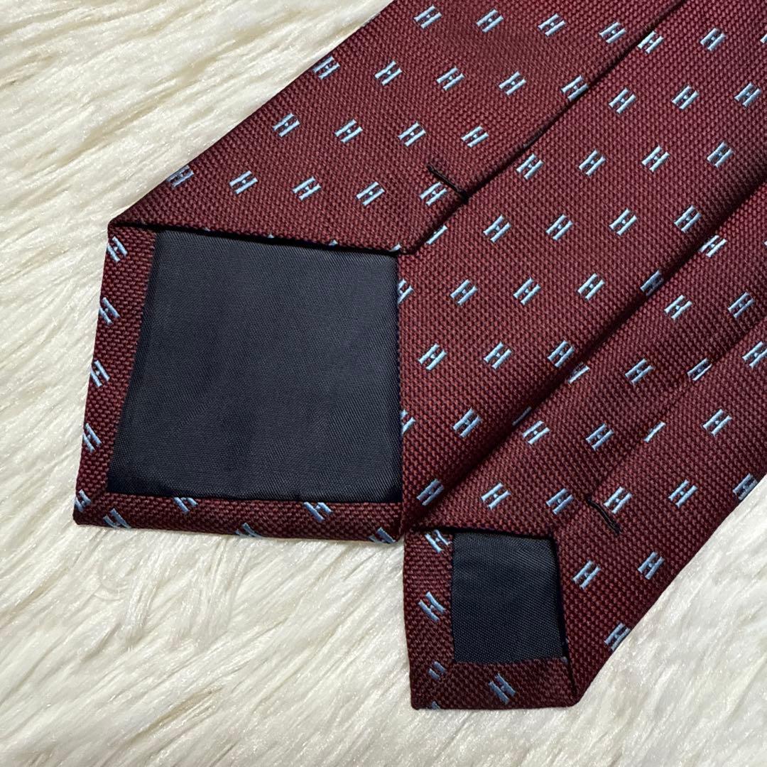 【美品】HERMES ネクタイ　高級シルク　H織　ジャガード　ファソネH