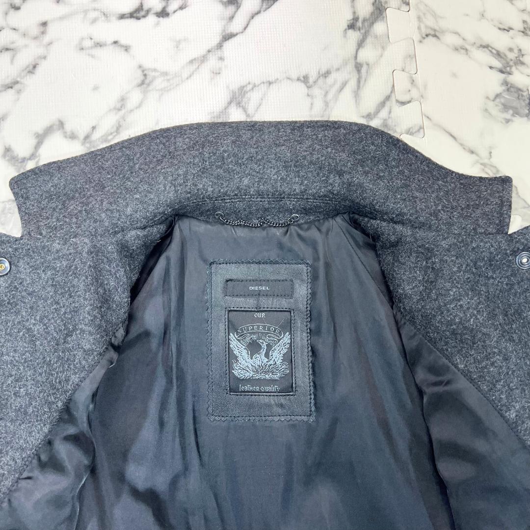 ✨極美品 定価6.8万✨ ラムレザー ●DIESEL スタジャン グレー L