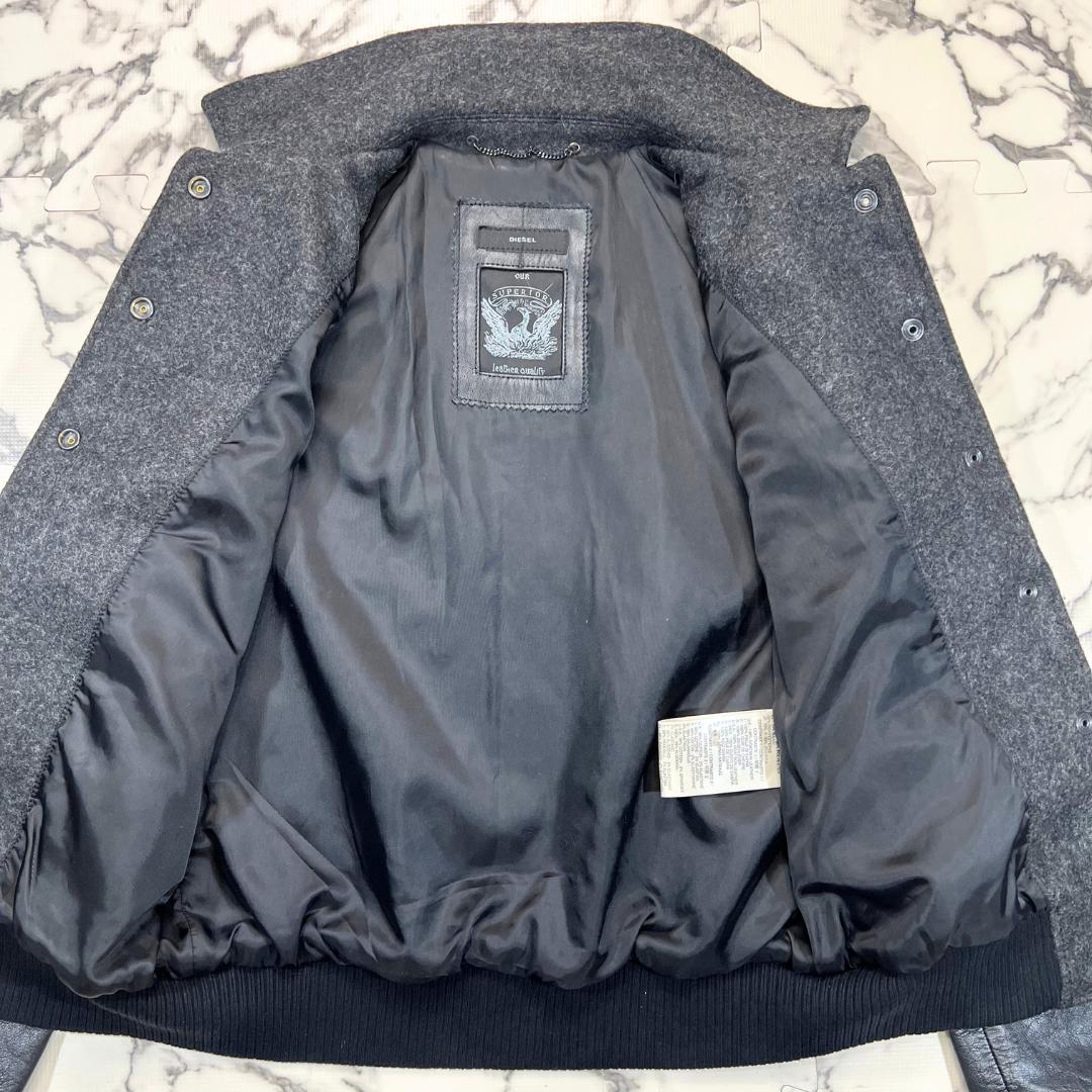 ✨極美品 定価6.8万✨ ラムレザー ●DIESEL スタジャン グレー L