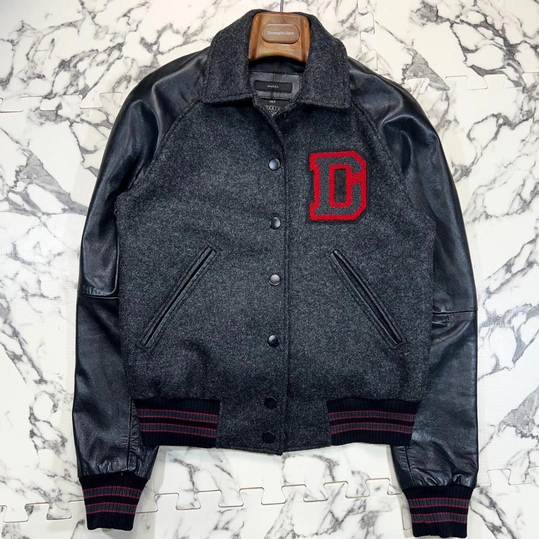 ✨極美品 定価6.8万✨ ラムレザー ●DIESEL スタジャン グレー L