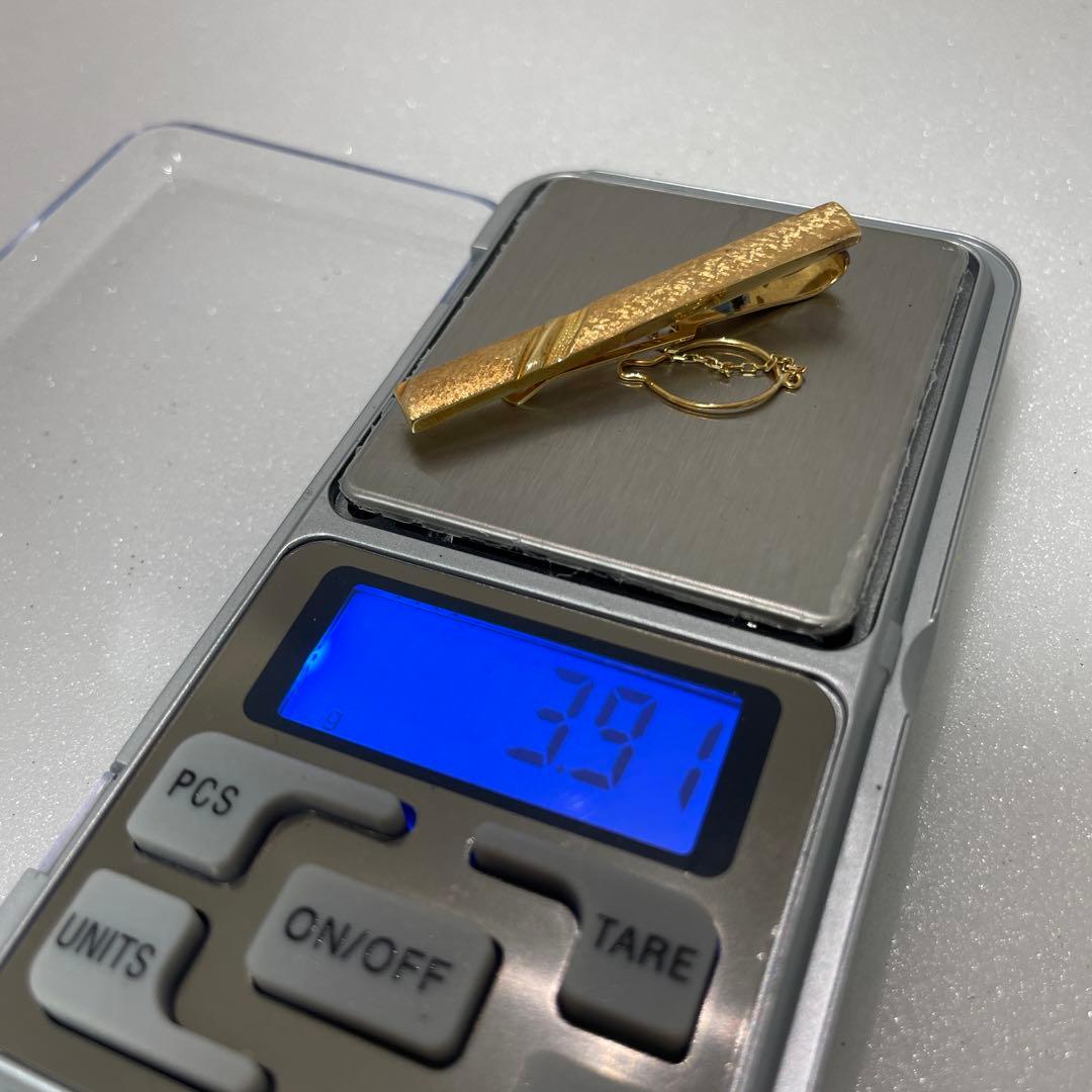 18金ゴールド ネクタイピン チェーン付き　3.91g