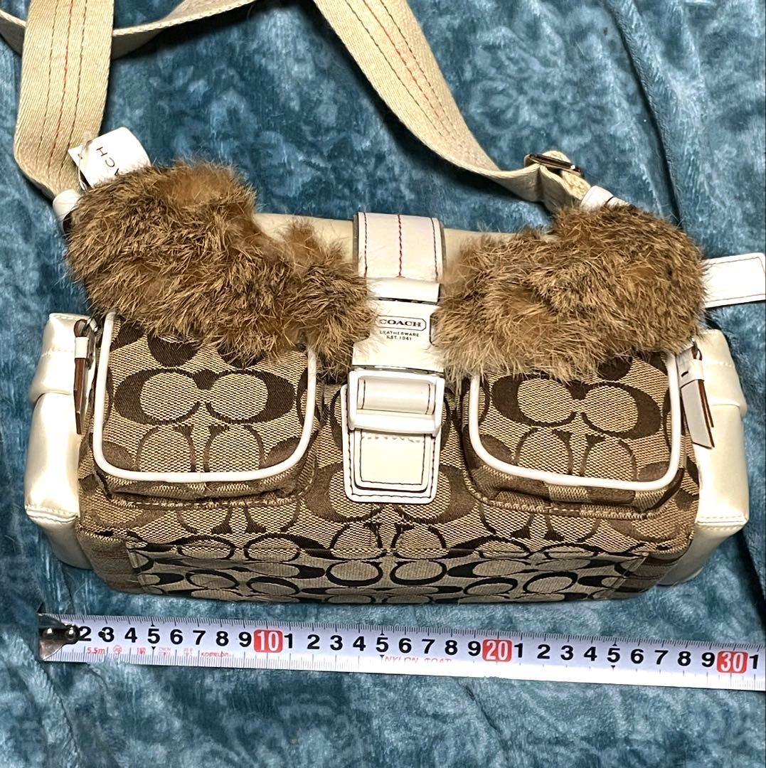 期間限定価格　COACH コーチ ショルダーバッグ ラビットファー付き