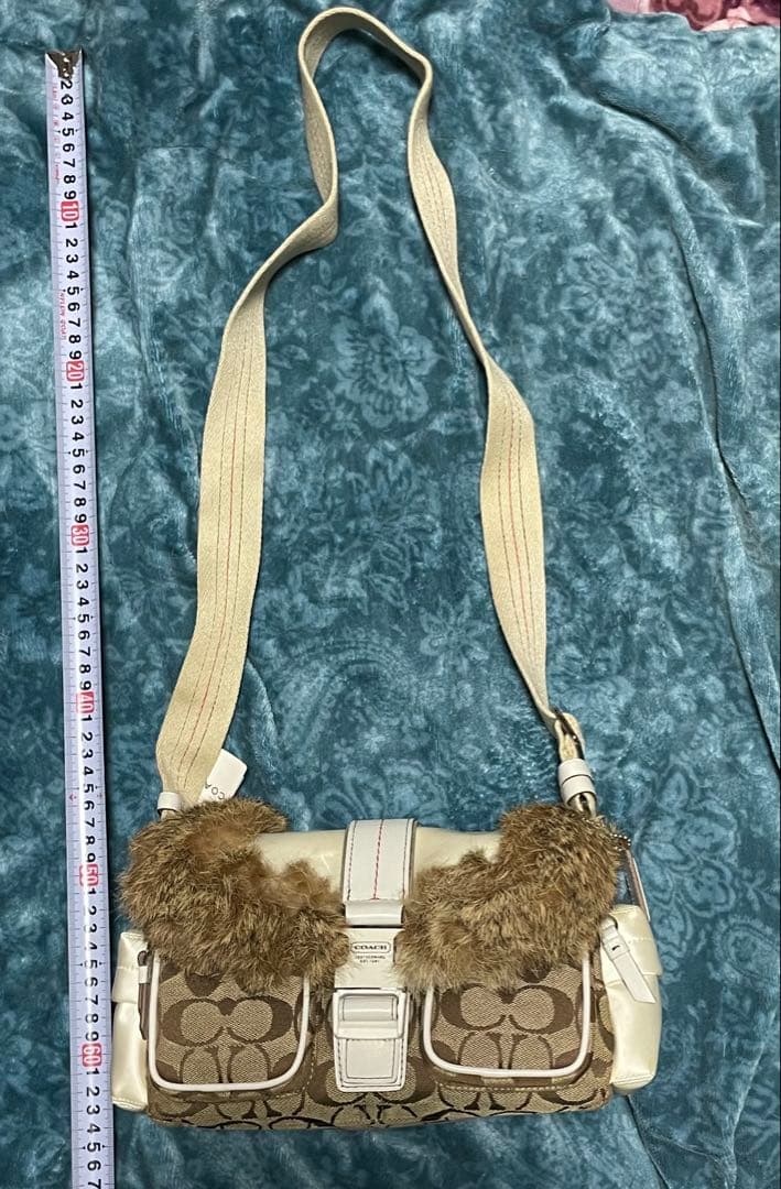 期間限定価格　COACH コーチ ショルダーバッグ ラビットファー付き