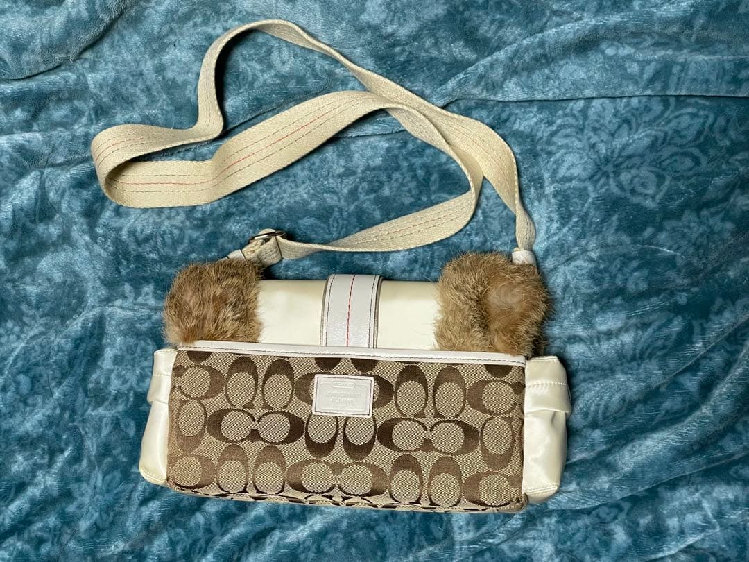 期間限定価格　COACH コーチ ショルダーバッグ ラビットファー付き