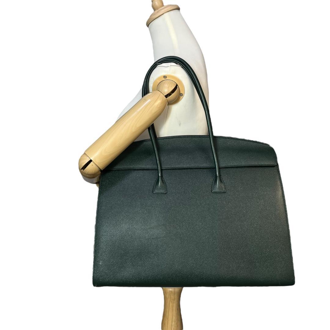 LUCIANO DUCCI 上質レザーA4対応ビジネスバッグ 深緑