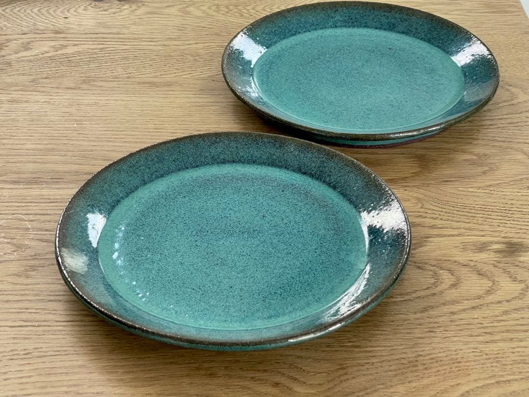 小澤基晴　7寸皿　翡翠　2枚セット