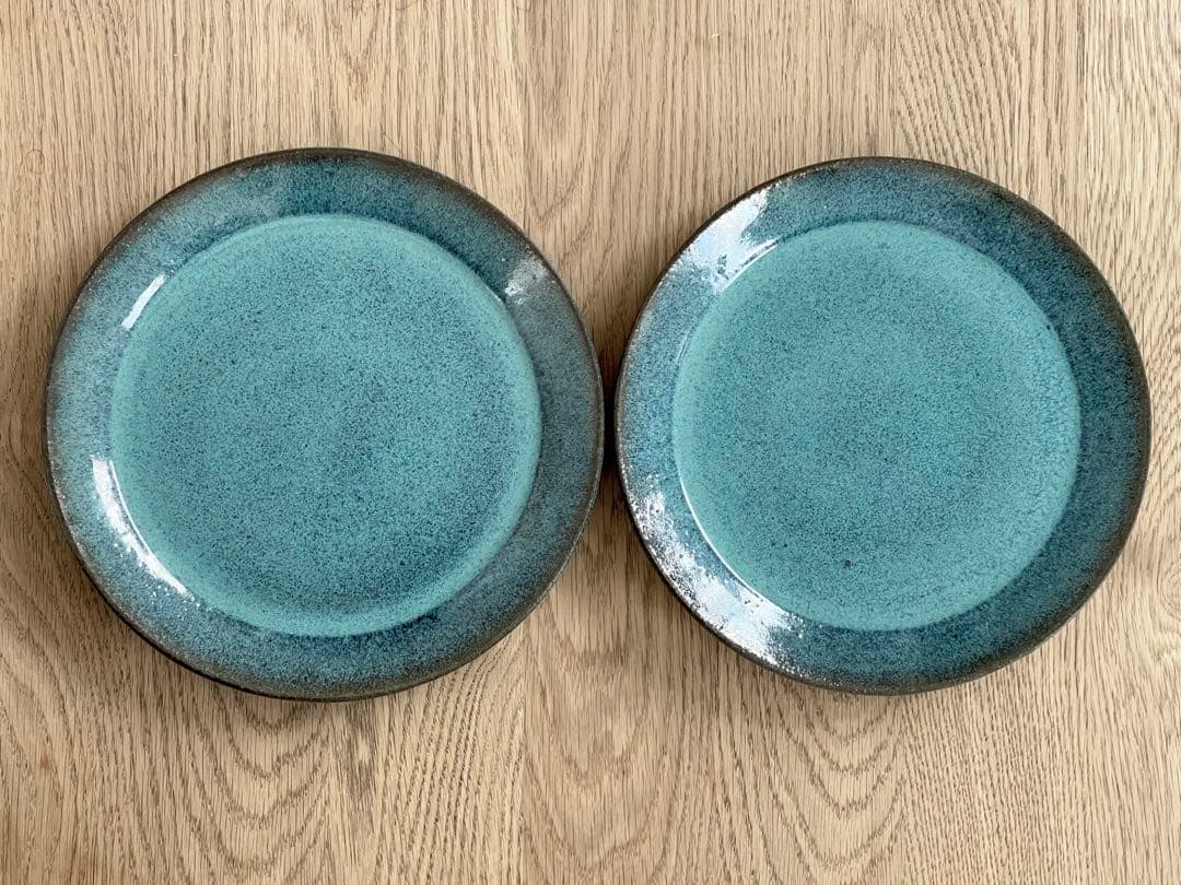 小澤基晴　7寸皿　翡翠　2枚セット