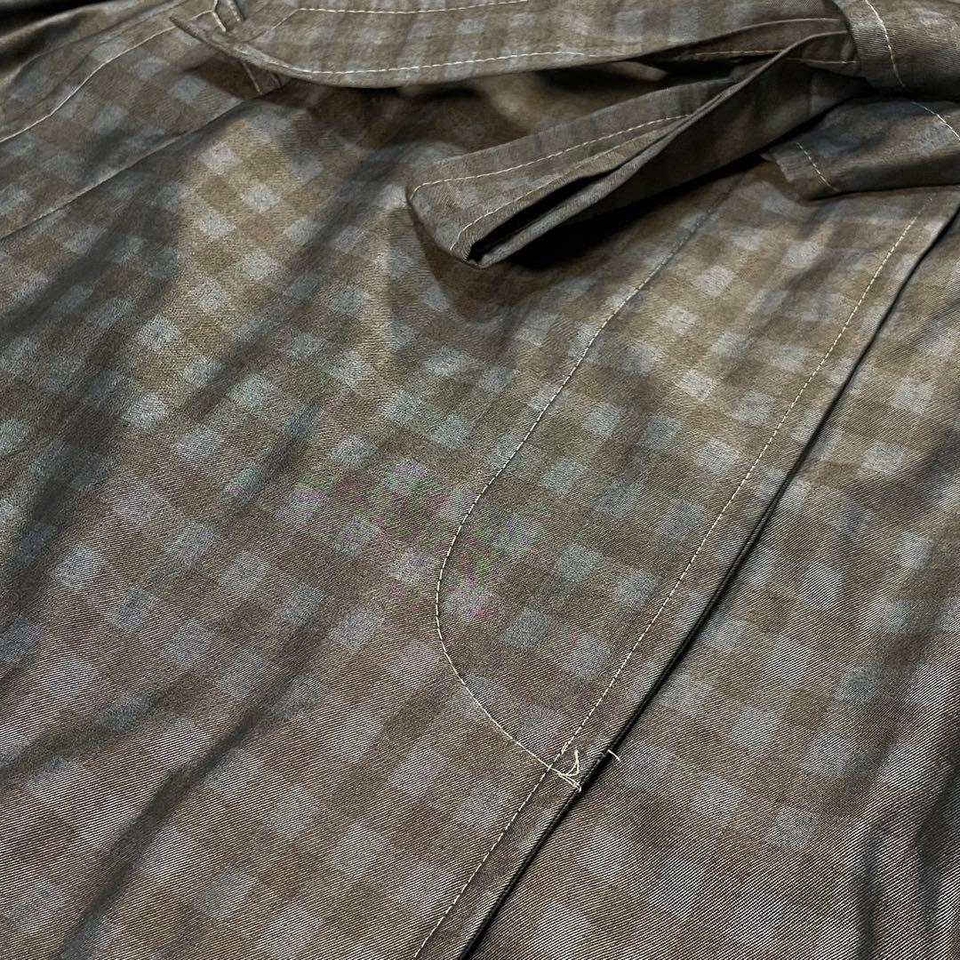 美品 イングランド製 アクアスキュータム ギンガムチェック ステンカラーコート