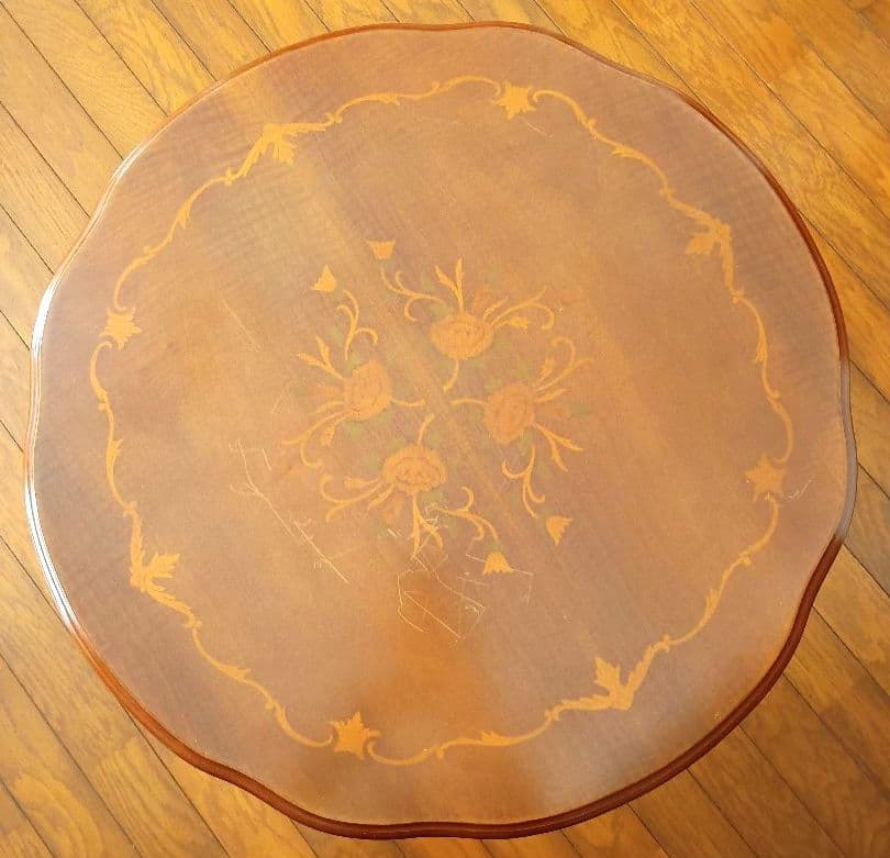 象嵌加工　イタリア製猫足　木製テーブル