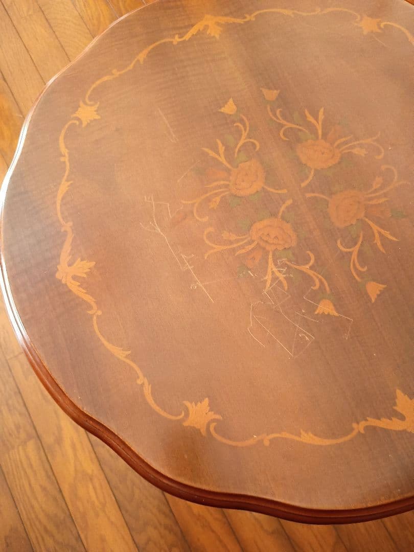 象嵌加工　イタリア製猫足　木製テーブル