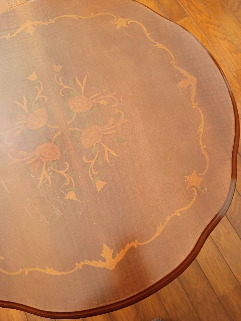 象嵌加工　イタリア製猫足　木製テーブル