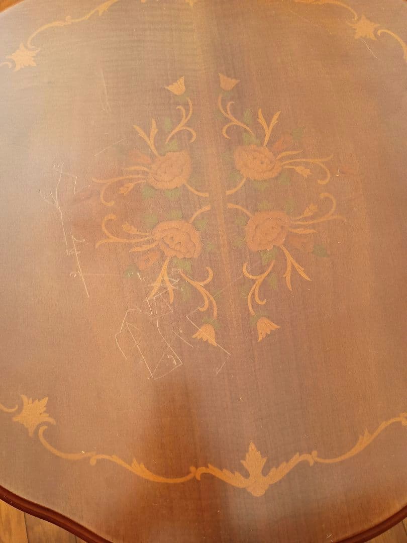 象嵌加工　イタリア製猫足　木製テーブル