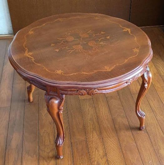 象嵌加工　イタリア製猫足　木製テーブル