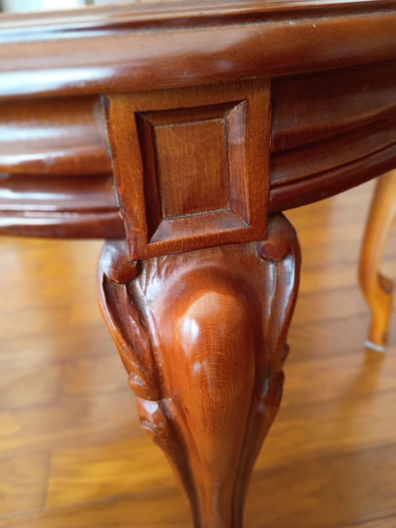 象嵌加工　イタリア製猫足　木製テーブル