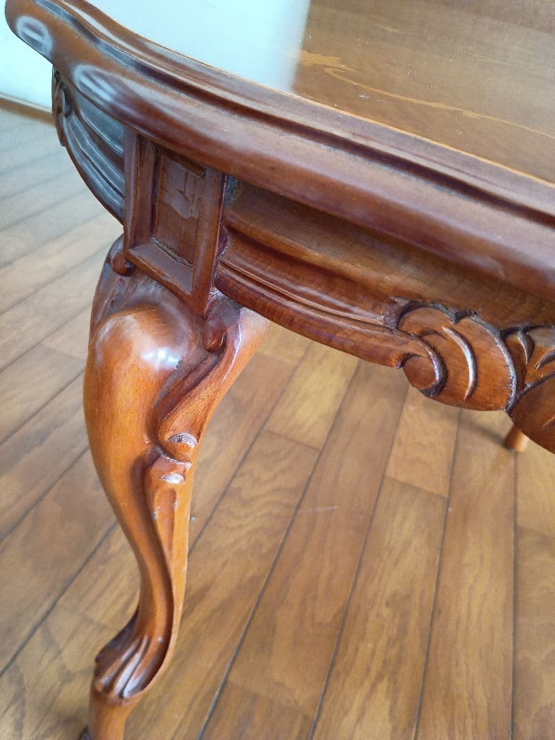 象嵌加工　イタリア製猫足　木製テーブル