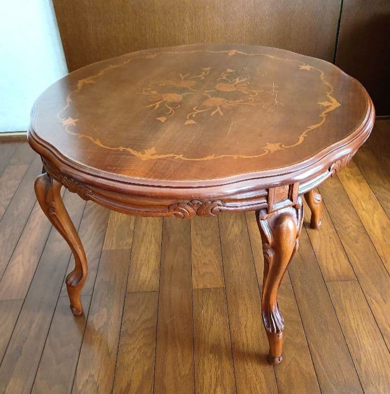 象嵌加工　イタリア製猫足　木製テーブル