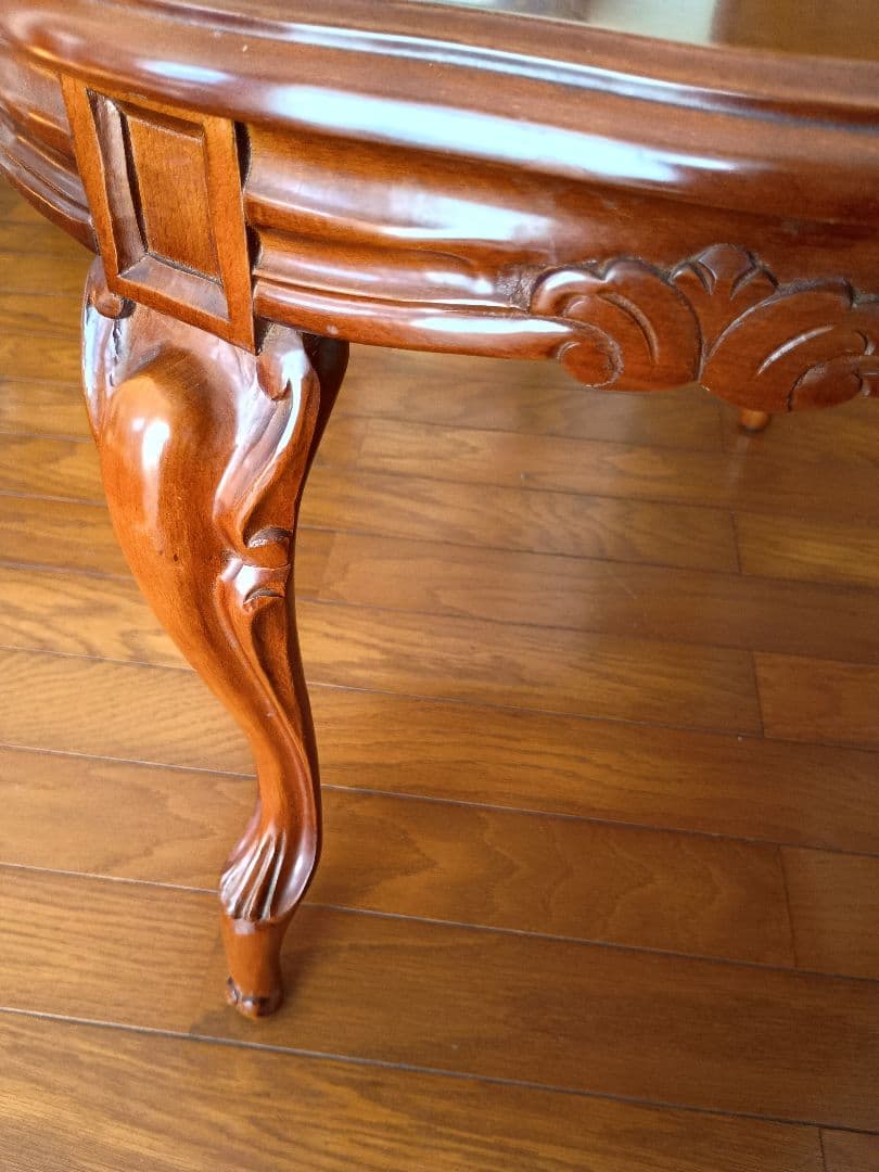 象嵌加工　イタリア製猫足　木製テーブル