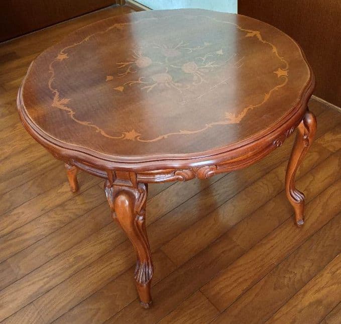 象嵌加工　イタリア製猫足　木製テーブル