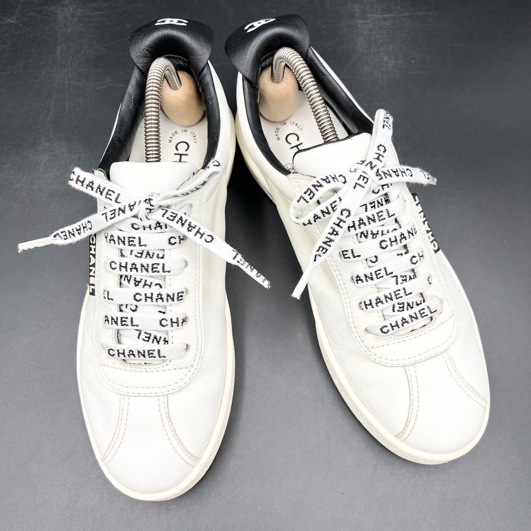 美品✨ シャネル ココマーク レザー 白 レディース スニーカー