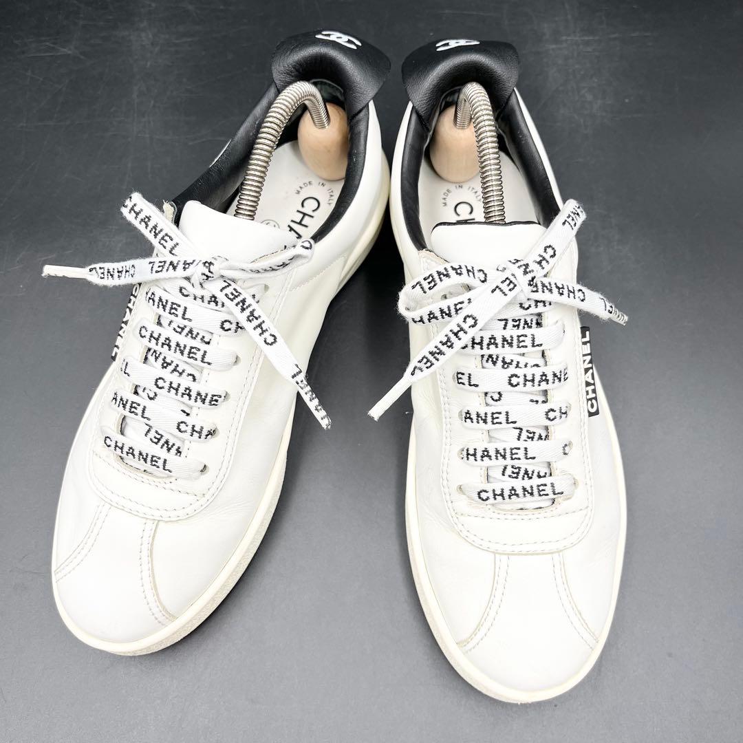 美品✨ シャネル ココマーク レザー 白 レディース スニーカー